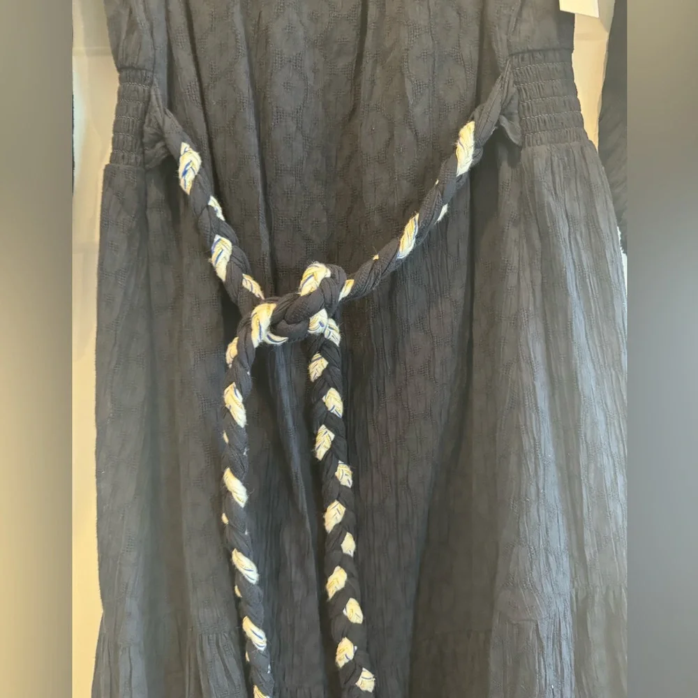 Navy Off-the-Shoulder Maxi Dress w/ Sleeves - Picture 2 of 11